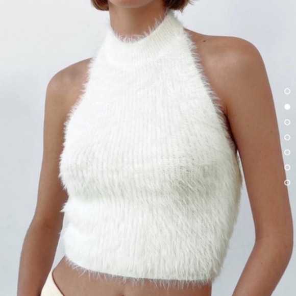 Zara Tops Zara Fuzzy Faux Fur Halter Top Poshmark